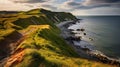 Captivating Coastal Landscape: Stunning Sunset Over Cliffs And Ocean