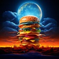 Island Hamburger: desert and moonlight
