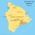 Island of Hawaii, Big Island, political map Royalty Free Stock Photo