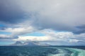 Water trail foaming behind a ferry Royalty Free Stock Photo