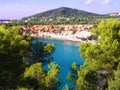 The island of ibiza with sea view. cala d`hort and Es Vedra Royalty Free Stock Photo