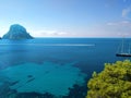 The island of ibiza with sea view. cala d`hort and Es Vedra Royalty Free Stock Photo