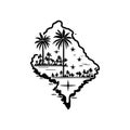 Island Icon hand draw black colour memorial day logo symbol perfect