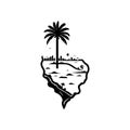 Island Icon hand draw black colour memorial day logo symbol perfect