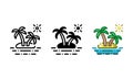 Island icon represented by sea, sun and coconut trees