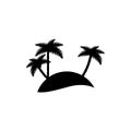 Island icon, palm trees with sun, flat design template, vector illustration Royalty Free Stock Photo