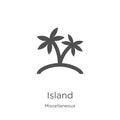 island icon vector from miscellaneous collection. Thin line island outline icon vector illustration. Outline, thin line island