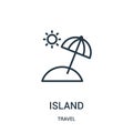 island icon vector from travel collection. Thin line island outline icon vector illustration. Linear symbol for use on web and