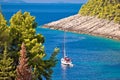 Island of Korcula hidden turquoise sailing bay in Pupnatska Luka