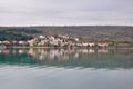 Island Krk - Soline town and beautiful Green Bay, Croatia . Calm Adriatic Sea. Croatian coastline. Royalty Free Stock Photo