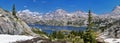 Island Lake in the Wind River Range, Rocky Mountains, Wyoming, views from backpacking hiking trail to Titcomb Basin from Elkhart P Royalty Free Stock Photo