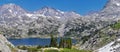 Island Lake in the Wind River Range, Rocky Mountains, Wyoming, views from backpacking hiking trail to Titcomb Basin from Elkhart P