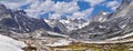 Island Lake in the Wind River Range, Rocky Mountains, Wyoming, views from backpacking hiking trail to Titcomb Basin from Elkhart P Royalty Free Stock Photo