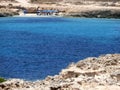 Island of Lampedusa in Italy and the blue sea Royalty Free Stock Photo