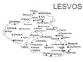Island of Lesvos in Greece vector line contour map silhouette illustration isolated on white