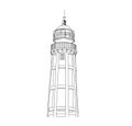 island lighthouse Faro, Portugal, vector hand drawing.