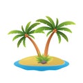 Island logo - tropical palm trees with sea waves vector illustration white background