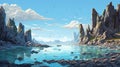 Serene Oceanic Vistas: Highly Detailed Landscape Wallpaper In Dnd Style Illustration