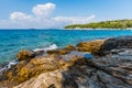 Island Murter turquoise lagoon beach, Dalmatia, Croatia Royalty Free Stock Photo