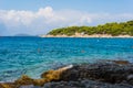 Island Murter turquoise lagoon beach, Dalmatia, Croatia Royalty Free Stock Photo