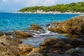 Island Murter turquoise lagoon beach, Dalmatia, Croatia Royalty Free Stock Photo