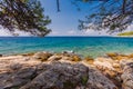 Island Murter turquoise lagoon beach, Dalmatia, Croatia Royalty Free Stock Photo
