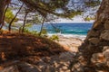 Island Murter turquoise lagoon beach, Dalmatia, Croatia Royalty Free Stock Photo