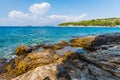 Island Murter turquoise lagoon beach, Dalmatia, Croatia Royalty Free Stock Photo