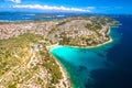 Island of Murter turquoise lagoon beach Slanica aerial view Royalty Free Stock Photo