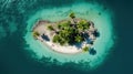 Island in the ocean with palm trees, top view Royalty Free Stock Photo