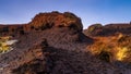 Island of old cut turf, highlighted by setting sun in beautiful scenery of Wicklow mountains Royalty Free Stock Photo