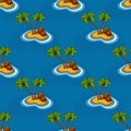 Island with palm trees in the ocean pattern.