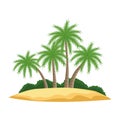 Island with palms and bushes cartoon Royalty Free Stock Photo