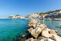 Island of Ponza, Italy. August 16th, 2017. Generic view on the dock near the port, with boats and fishing boats Royalty Free Stock Photo