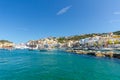 Island of Ponza, Italy. August 16th, 2017. Generic view on the dock near the port, with boats and fishing boats Royalty Free Stock Photo