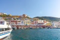 Island of Ponza, Italy. August 16th, 2017. Generic view on the dock near the port, with boats and fishing boats Royalty Free Stock Photo