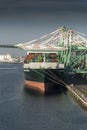 Container ship, Ever Lucent, in the Port of Los Angeles San Pedro