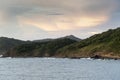 Sea, Land and sky at sunset off San Juan del Sur Nicaragua from Island Princess Royalty Free Stock Photo