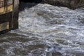 Water pouring from the ducts at the Miraflores Locks Panama Canal Royalty Free Stock Photo