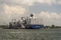 Container vessel, Maersk Nienburg, leaving Cartagena container port