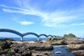 Island rock and beautiful bridge.