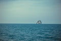 Island rock stand-alone over sea and blue sky wide shot background. Thailand Royalty Free Stock Photo