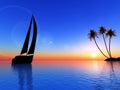 Island and sailing vessel Royalty Free Stock Photo