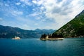 Island of Saint George is one of the two islets off the coast of Perast in Bay of Kotor, Montenegro Royalty Free Stock Photo