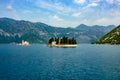 Island of Saint George is one of the two islets off the coast of Perast in Bay of Kotor, Montenegro Royalty Free Stock Photo