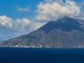 The Island of Salina seen from Lipari, Aeolian islands, Sicily, Italy Royalty Free Stock Photo