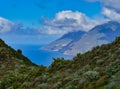 The Island of Salina seen from Lipari, Aeolian islands, Sicily, Italy Royalty Free Stock Photo