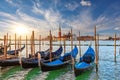 The island of San Giorgio Maggiore and traditional gondolas of Venice, Italy Royalty Free Stock Photo