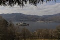 The Island of San Giulio and the city of Pella on the opposite side of Lake Orta