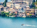 The island of San Giulio by the Italian lake - lago d`Orta, Piemonte, Italy.